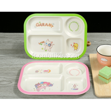 Assiette en plastique pour enfants en fibre de bambou